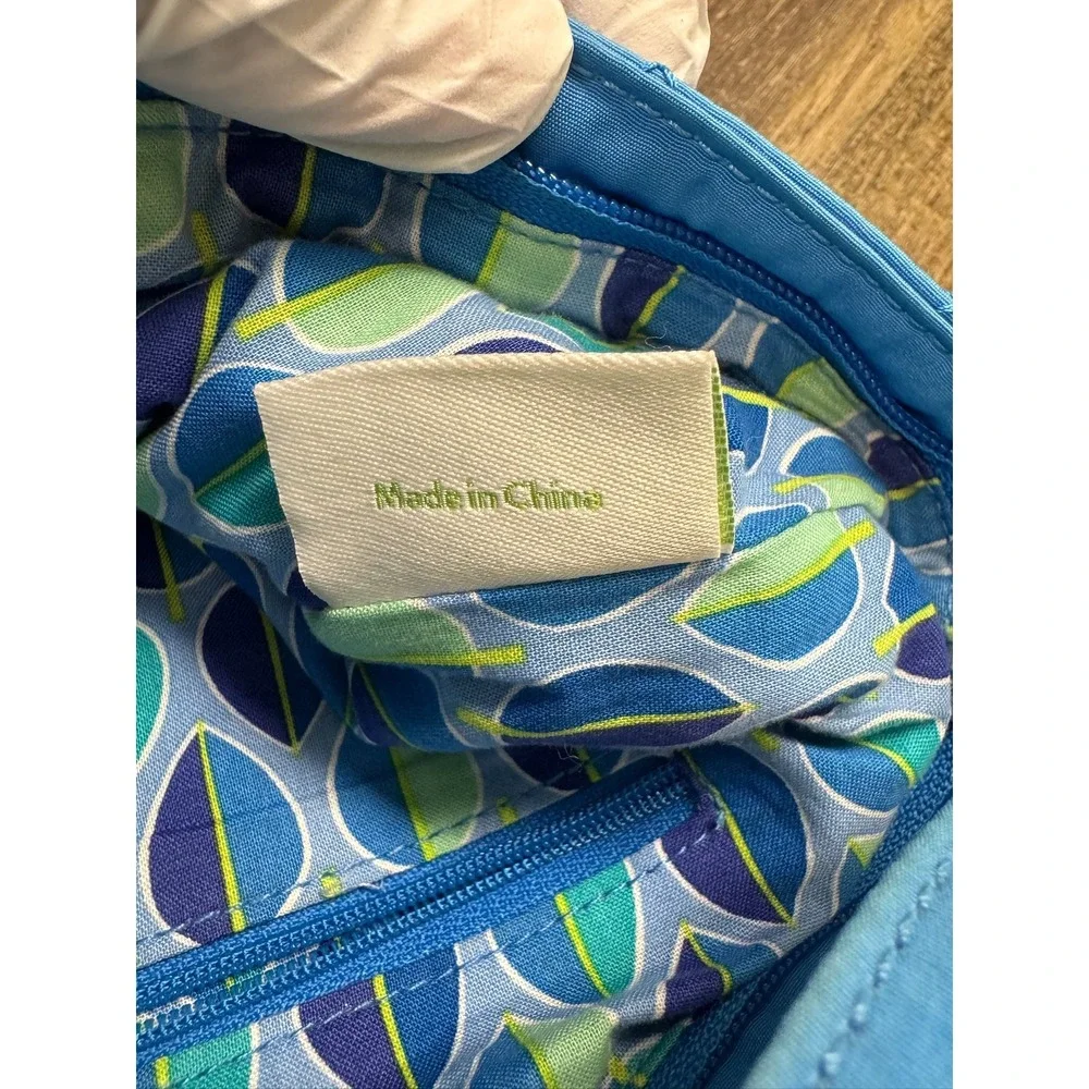 Vera Bradley Triple Zip Hipster Crossbody Bag Coastal Blue Quilted Microfiber
